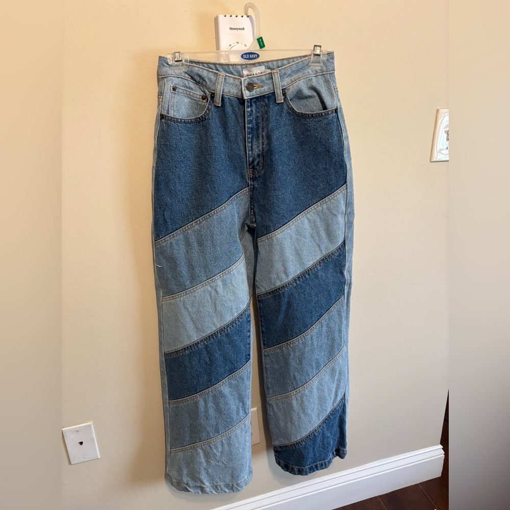 Ghanda Blue and Light Blue Straight Leg Jeans